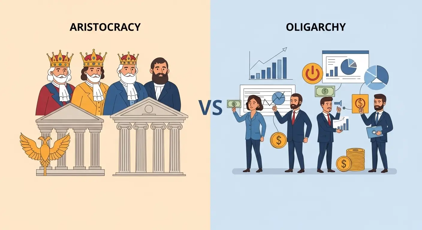 Difference between aristocracy and oligarchy