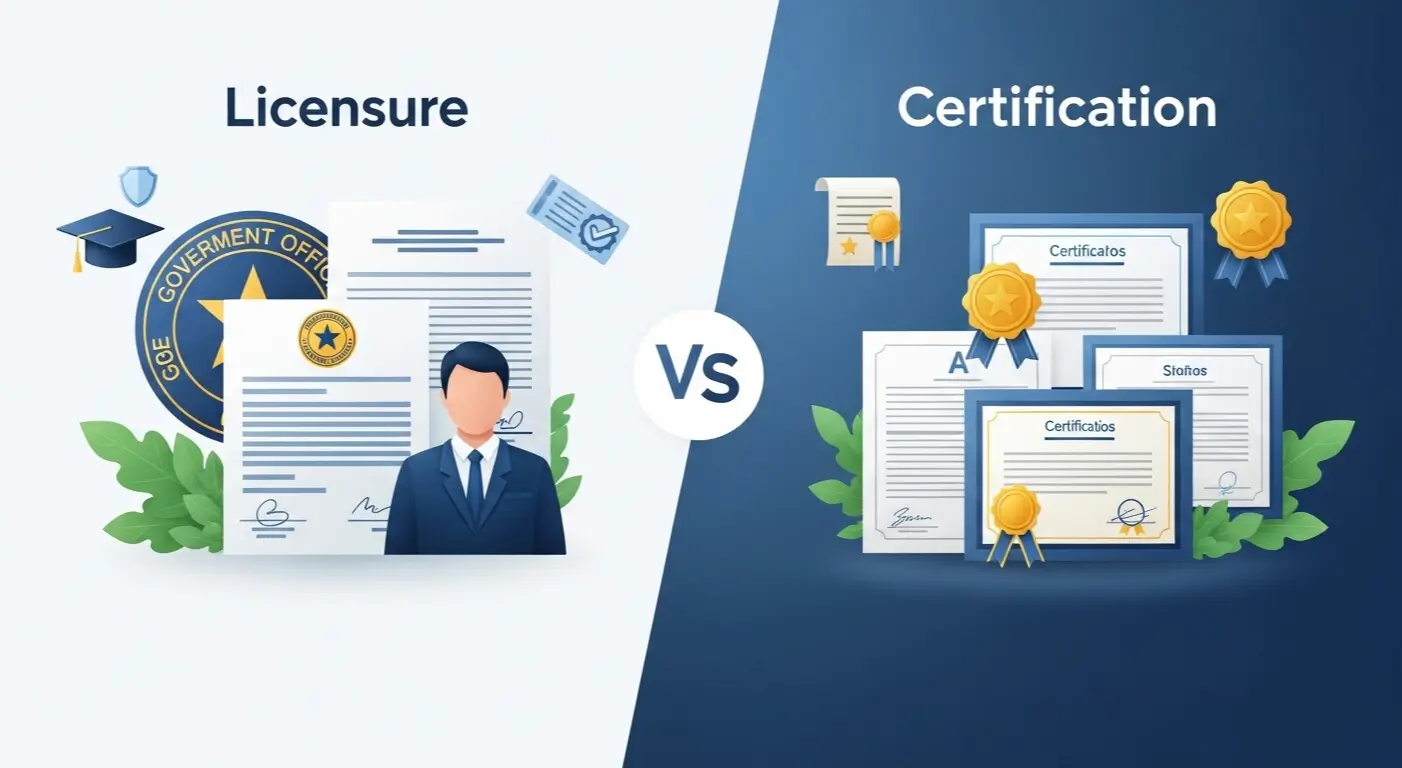 difference between licensure and certification