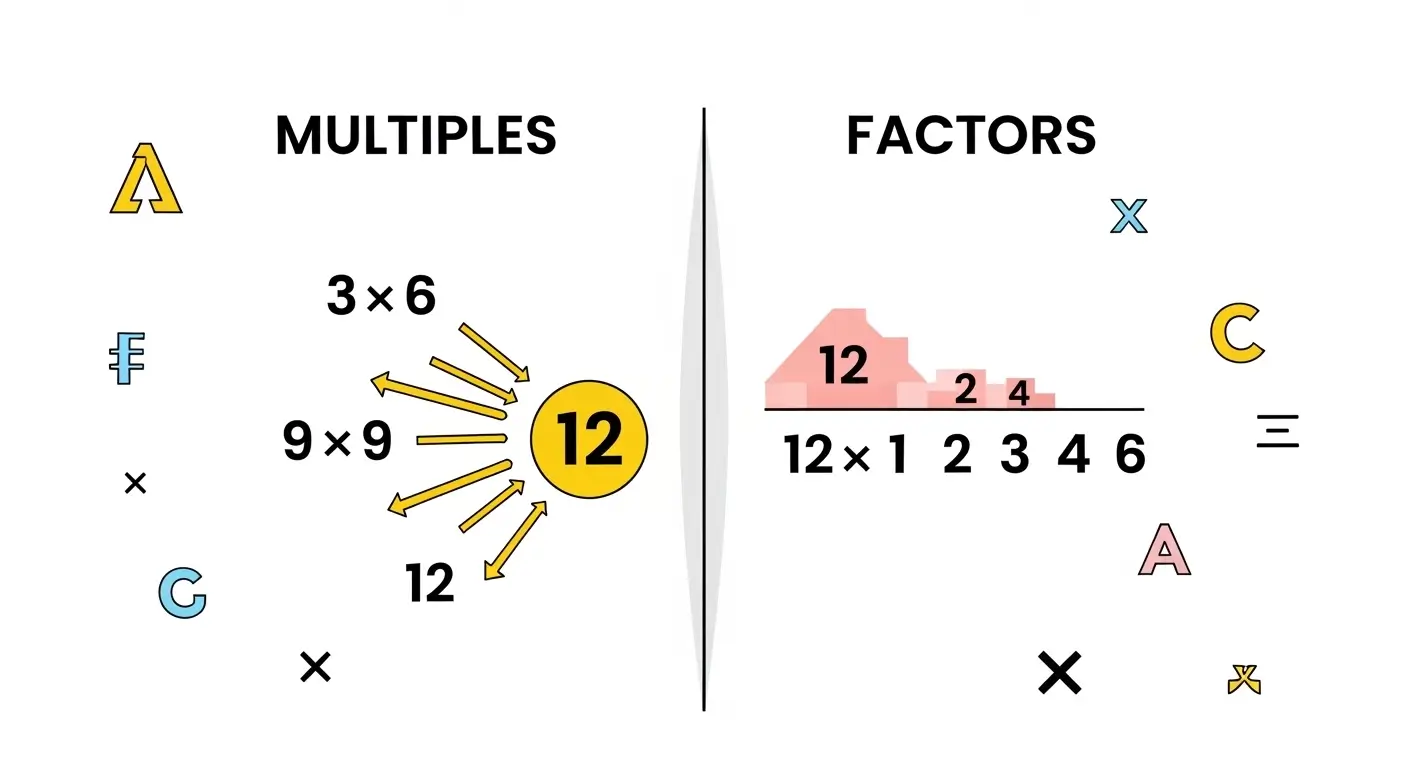 Difference between multiples and factors