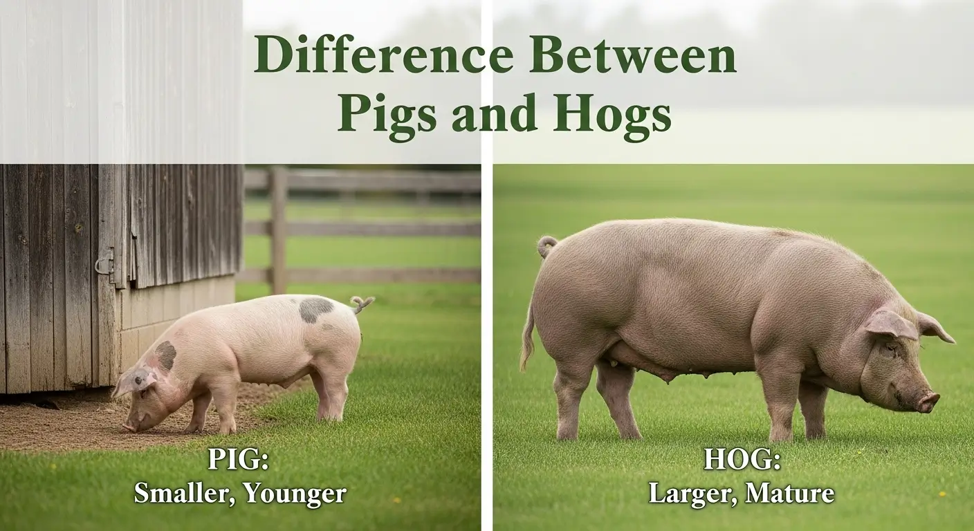 Difference between pigs and hogs