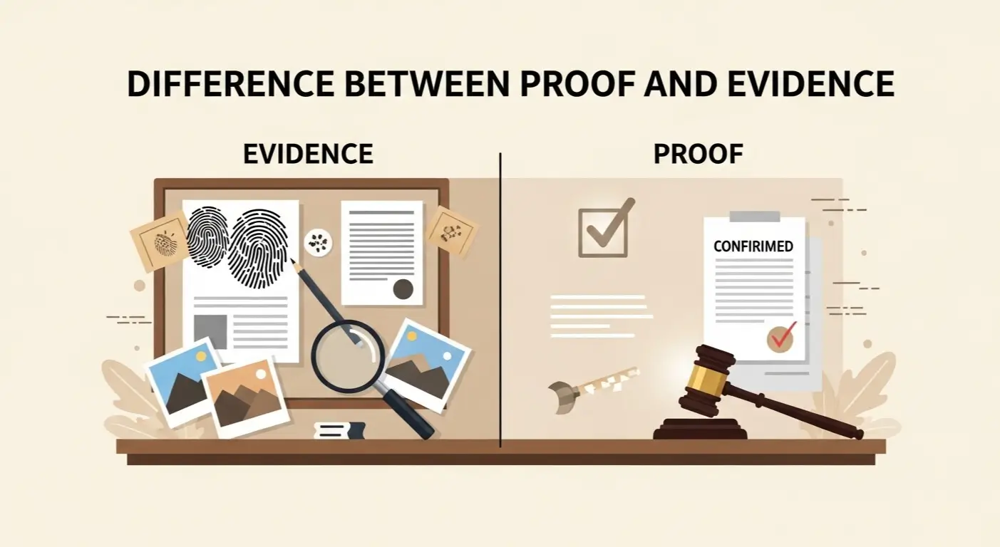 Difference between proof and evidence
