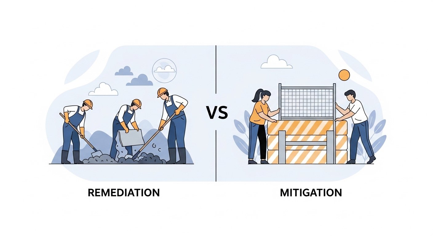 Difference between remediation and mitigation