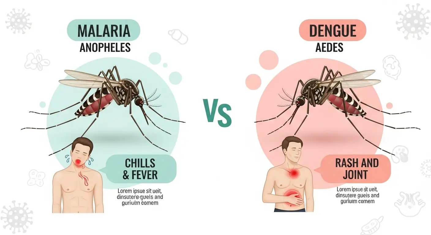 difference between malaria and dengue