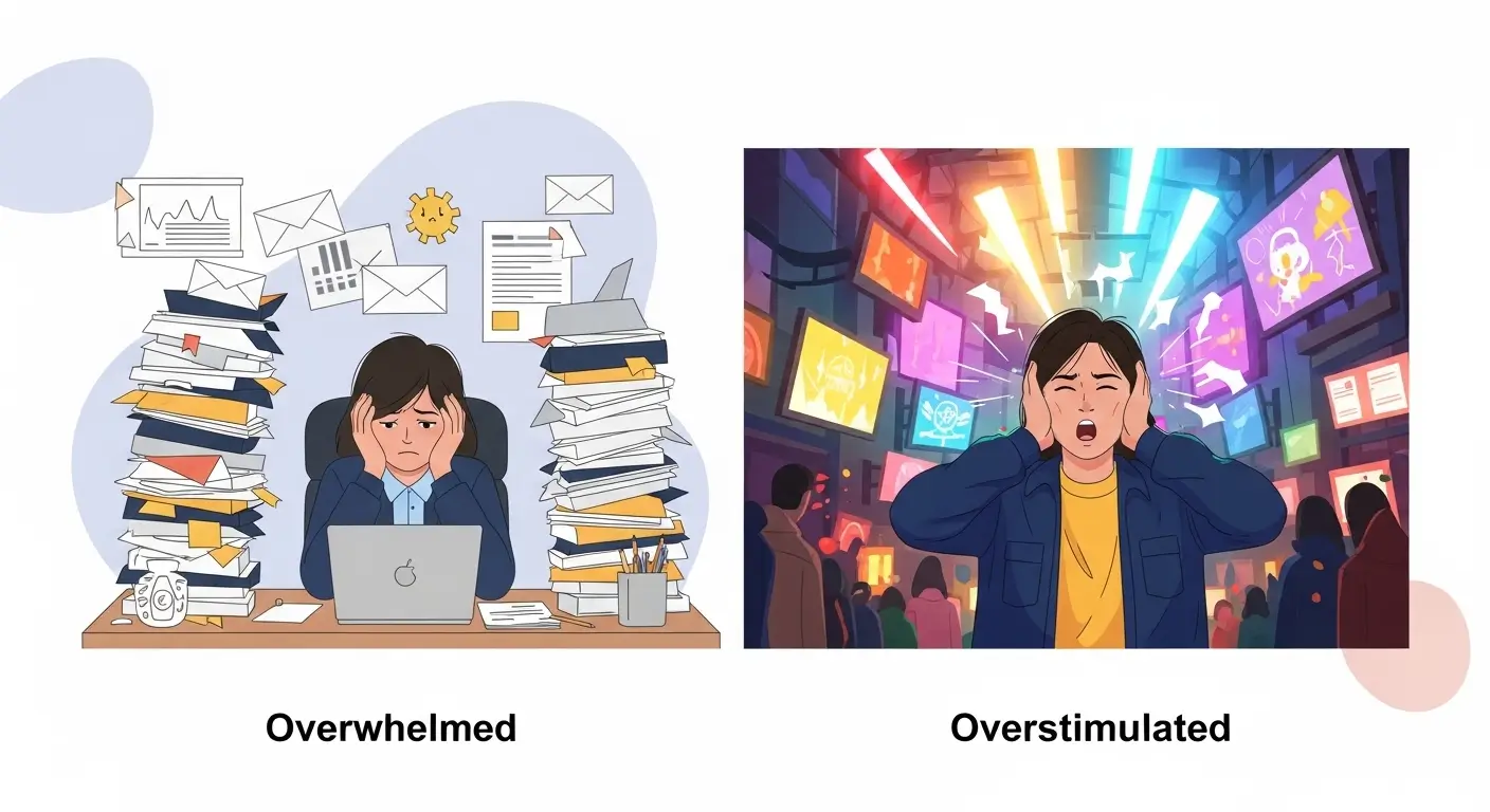 difference between overwhelmed and overstimulated