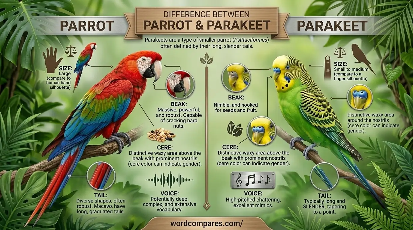 Difference Between Parrot and Parakeet