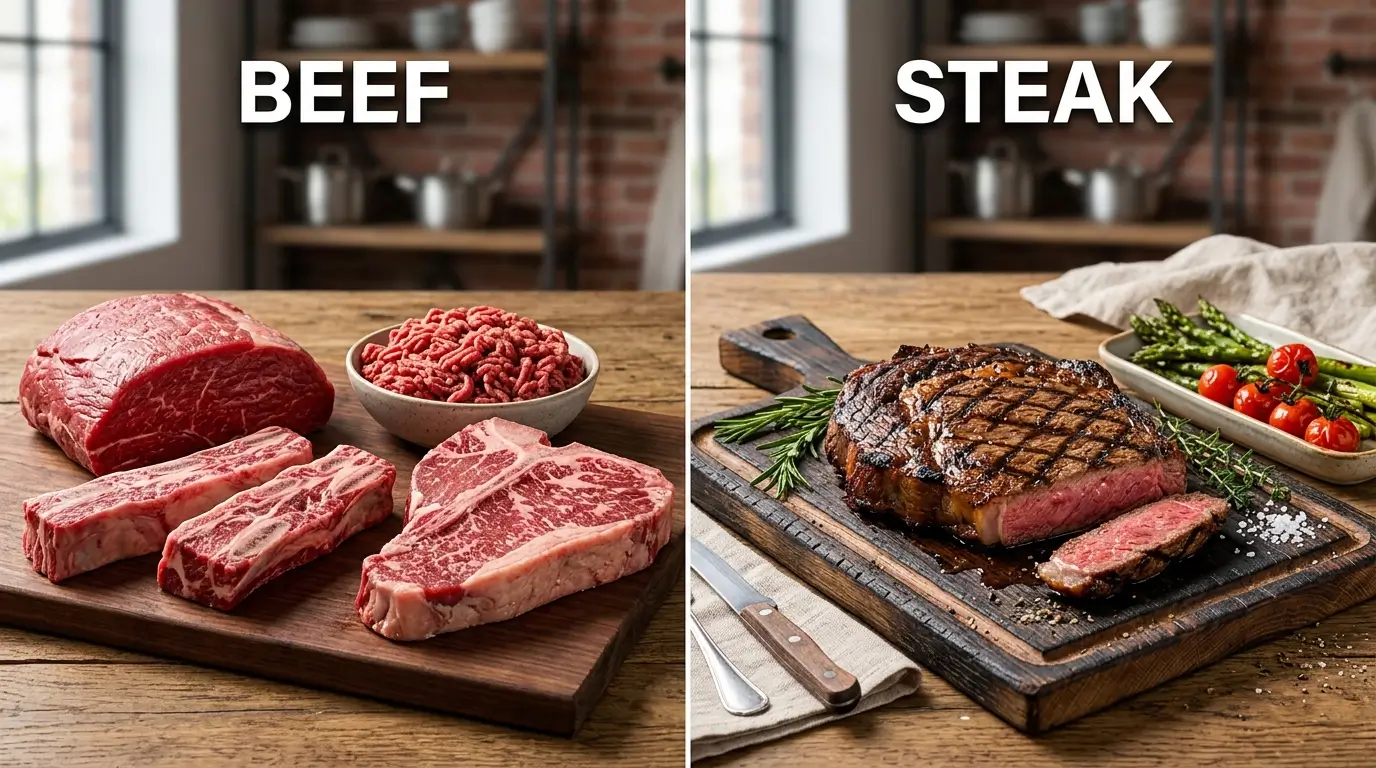 difference between beef and steak