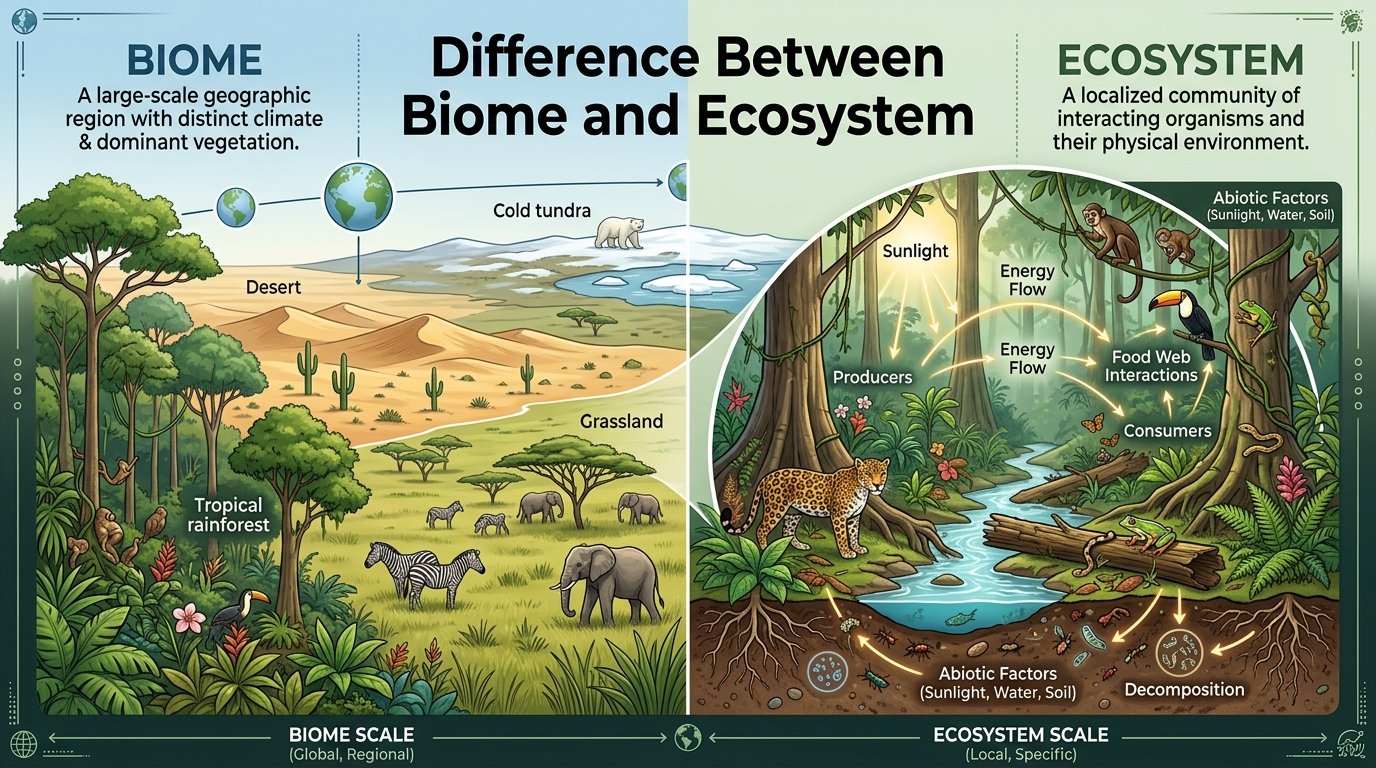 difference between biome and ecosystem
