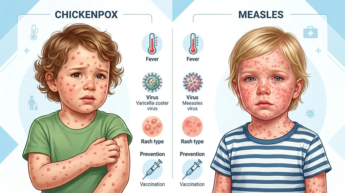 difference between chickenpox and measles