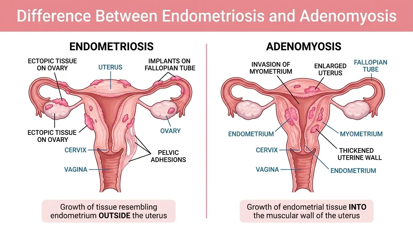 difference between endometriosis and adenomyosis