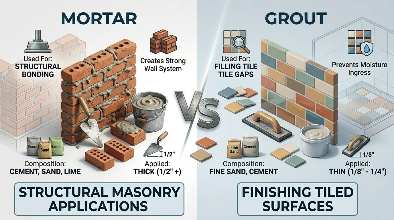 difference between grout and mortar