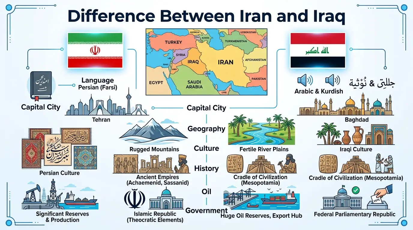 difference between iran and iraq