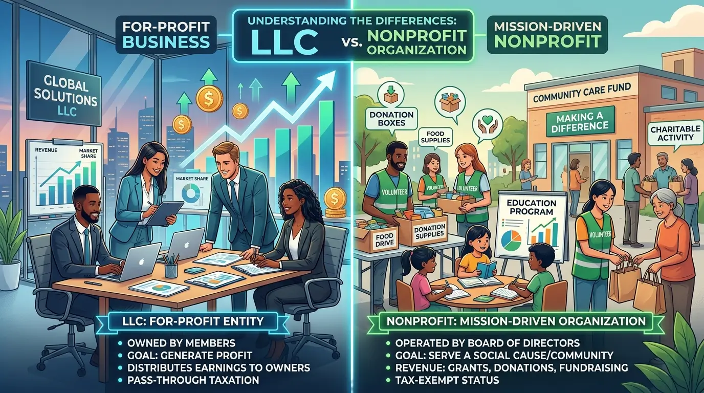 difference between llc and nonprofit