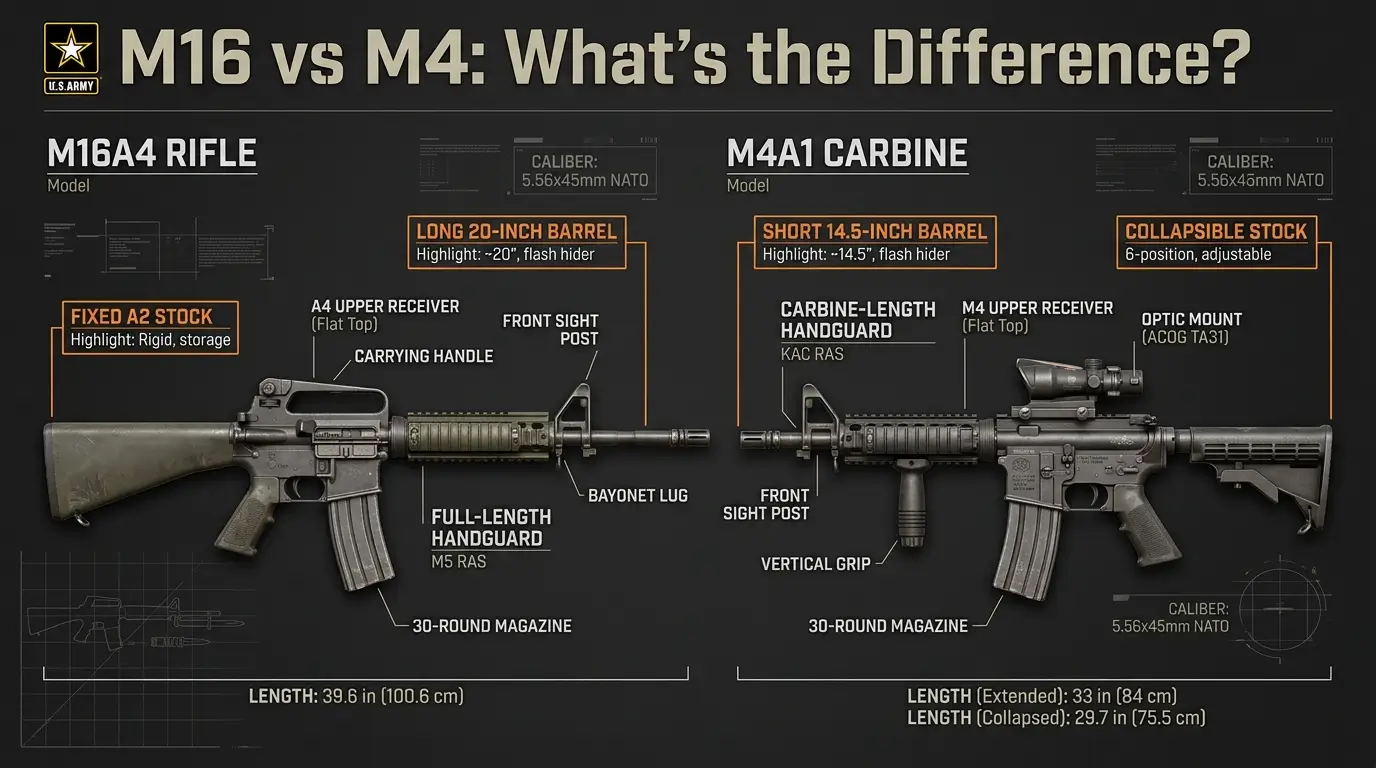 difference between m16 and m4