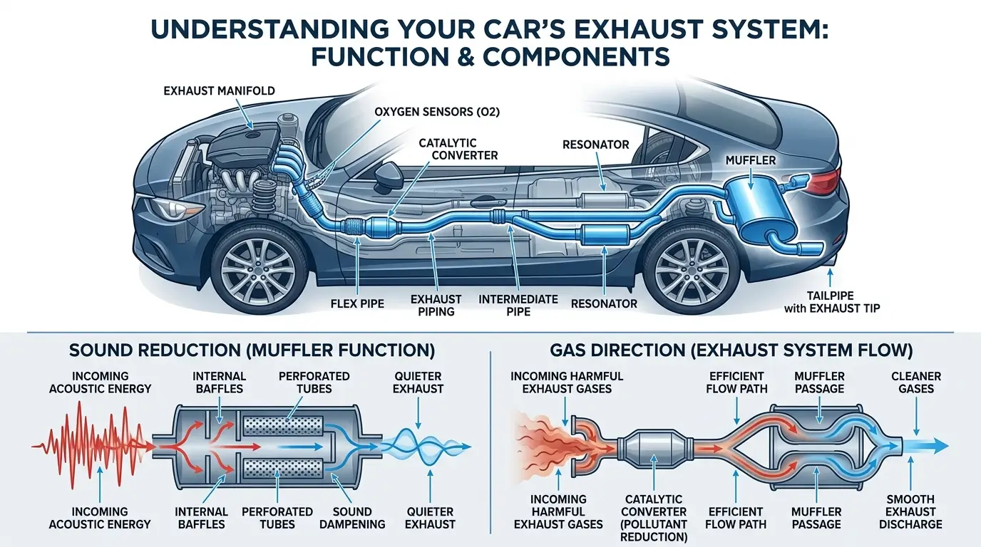 difference between muffler and exhaust