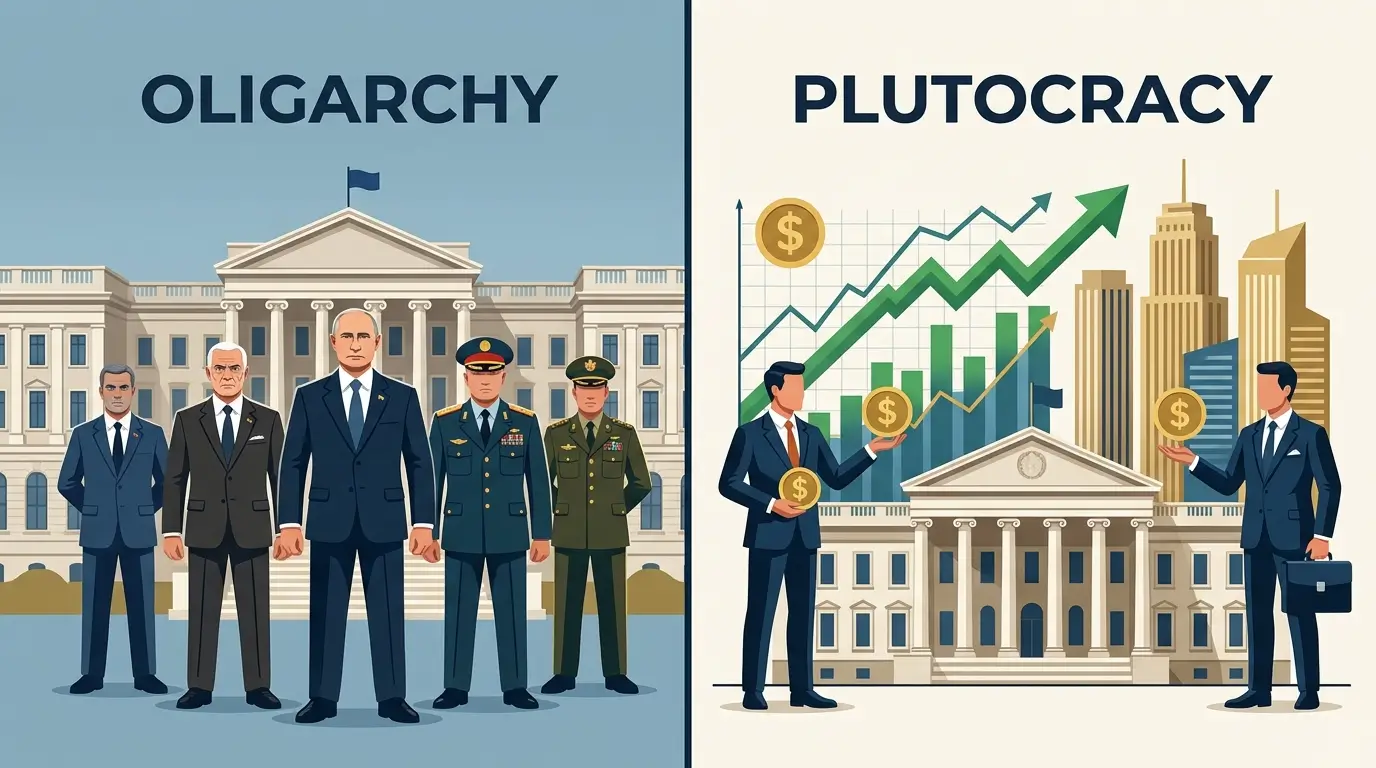 difference between oligarchy and plutocracy